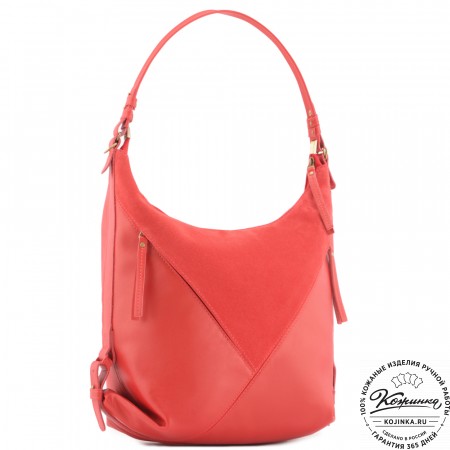  Женская кожаная сумка "Эмилия" (красная)